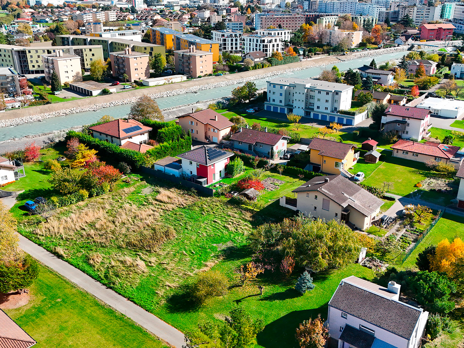 L'emplacement de l'immeuble vu du ciel